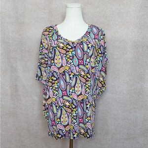 Dear Scarlett Boutique Vibrant Paisley Pattern Print V-Neck Top
